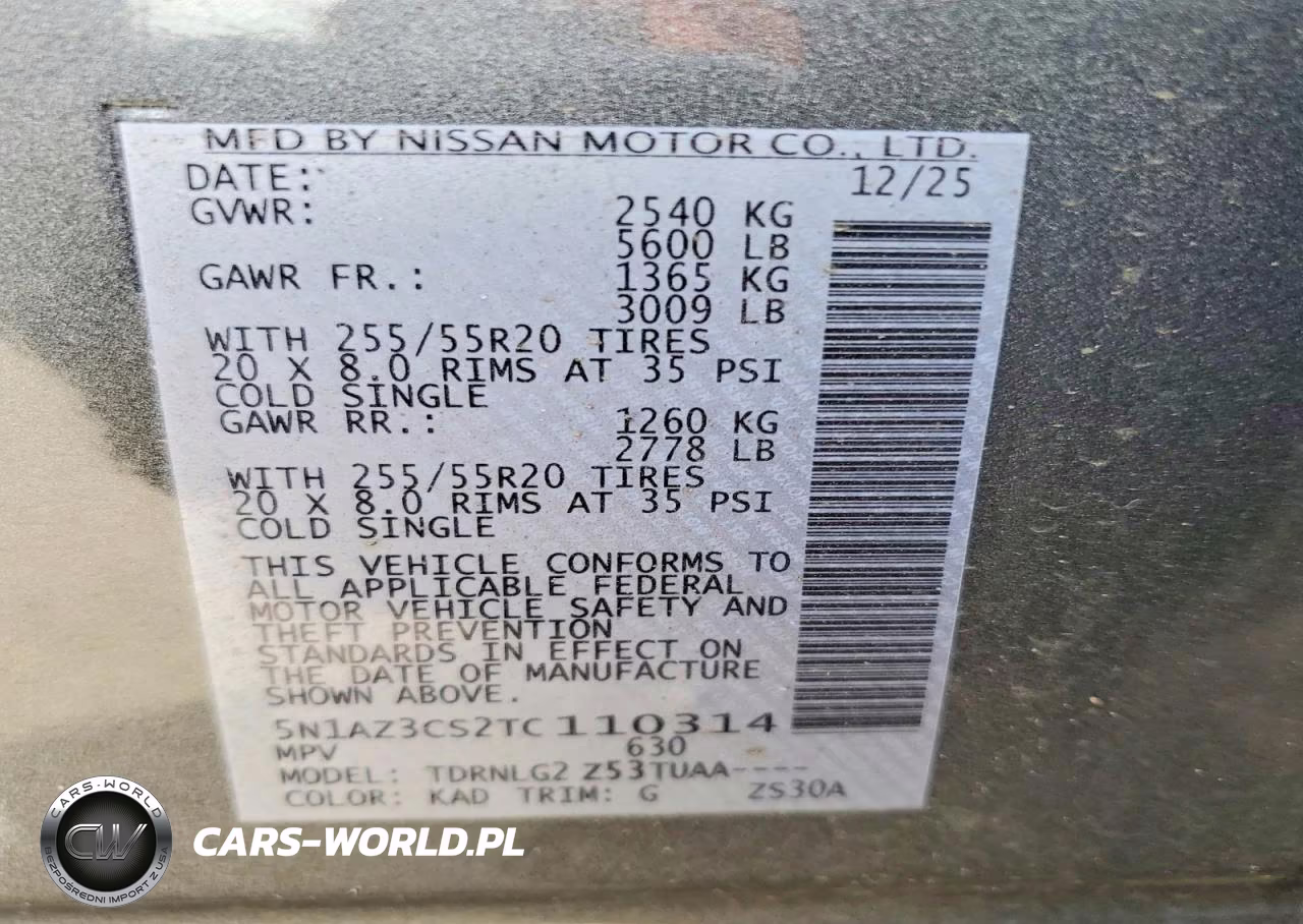 2026 Nissan Murano Sl VIN:5N1AZ3CS2TC110314 - 13
