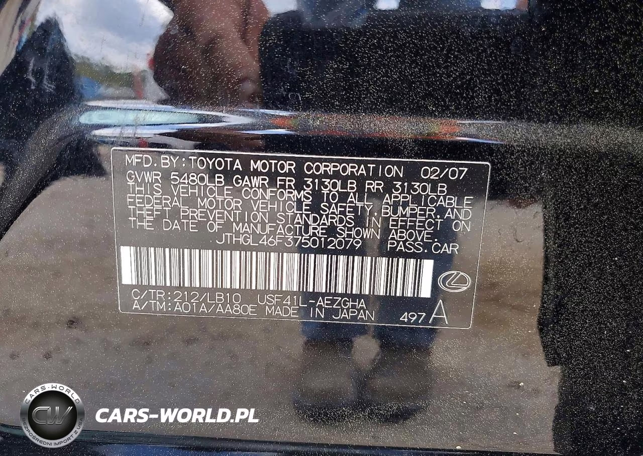 2007 Lexus Is 460 VIN:JTHGL46F375012079 - 12
