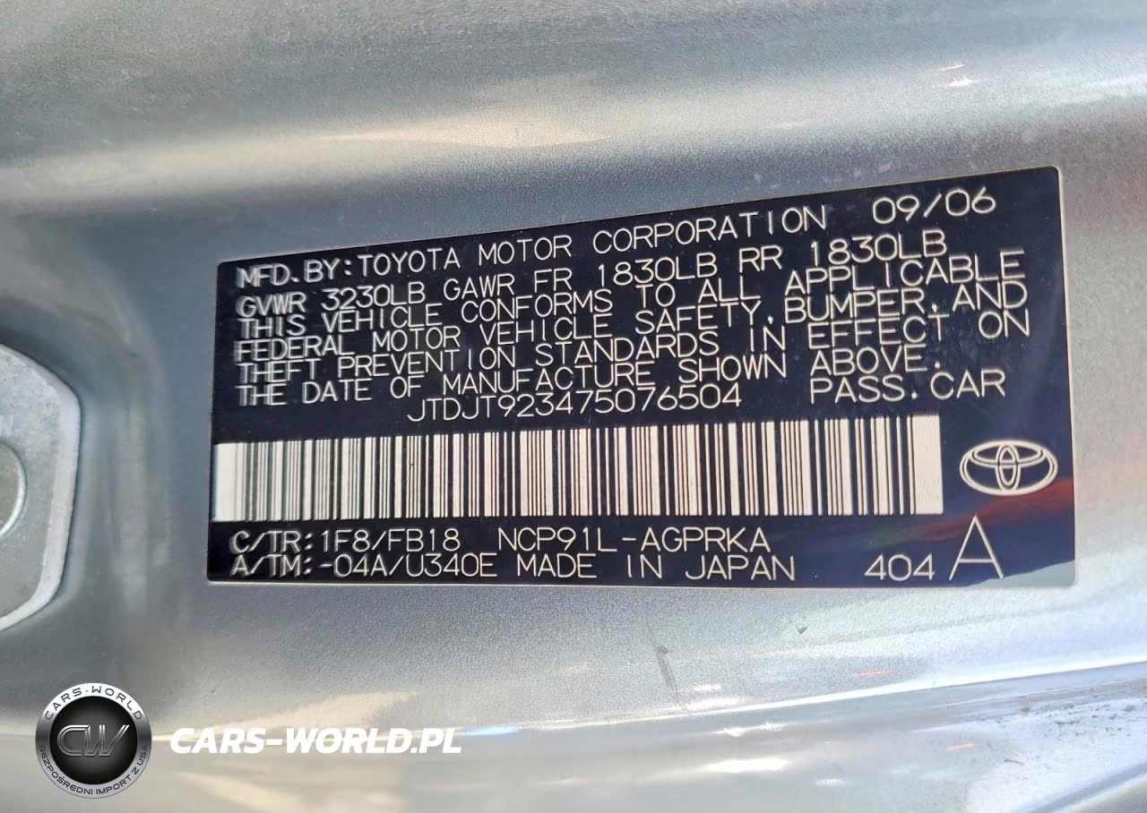 2007 Toyota Yaris Base VIN:JTDJT923475076504 - 12