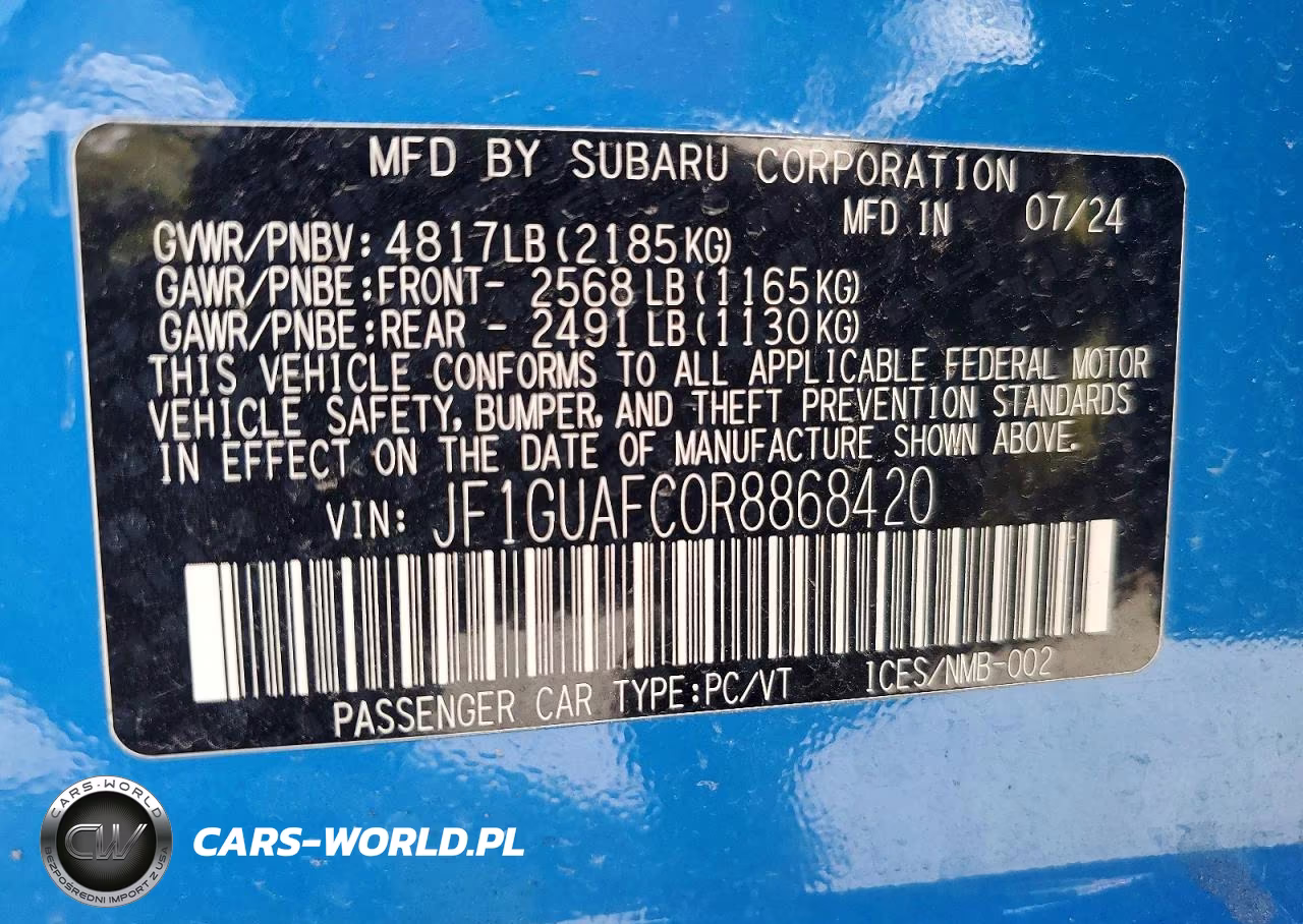 2024 Subaru Impreza Sport VIN:JF1GUAFC0R8868420 - 13