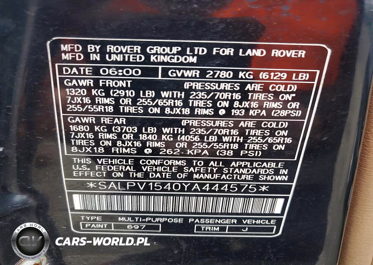 2000 Land Rover Range Rover 4.0 Se Long Wheelbase VIN:SALPV1540YA444575 - 12