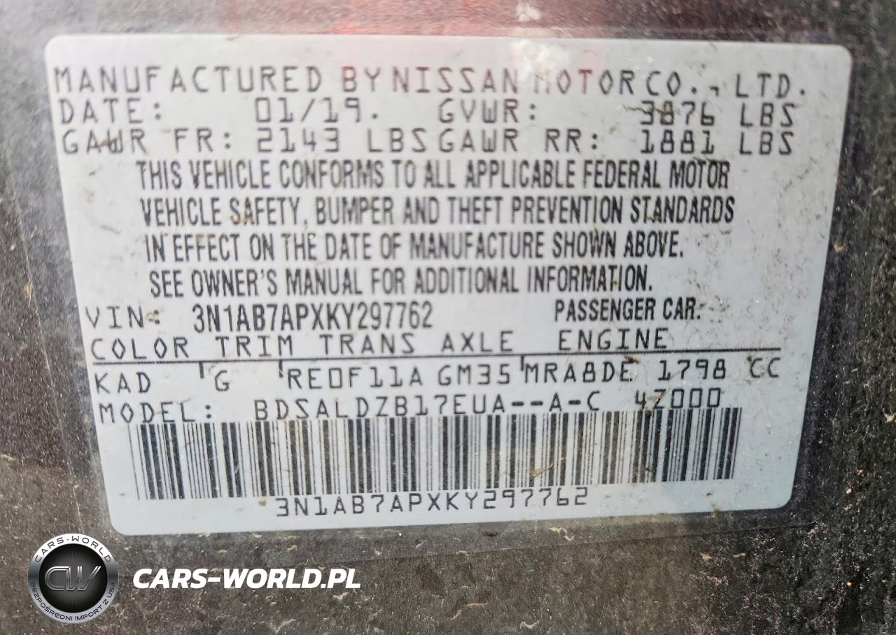 2019 Nissan Sentra Sv VIN:3N1AB7APXKY297762 - 12