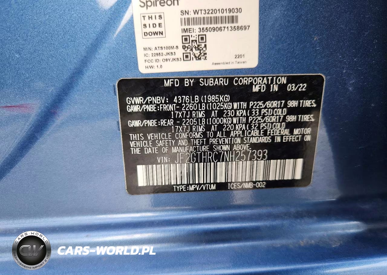 2022 Subaru Crosstrek Sport VIN:JF2GTHRC7NH257393 - 13