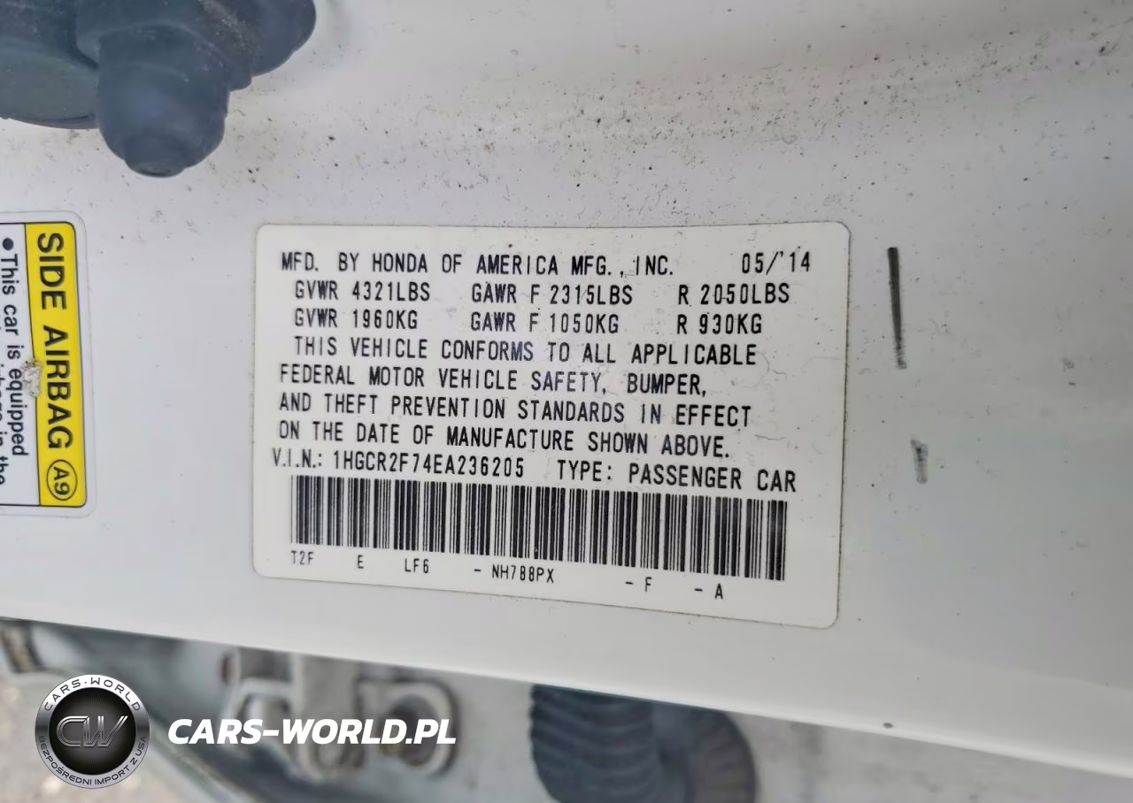 2014 Honda Accord Ex VIN:1HGCR2F74EA236205 - 13