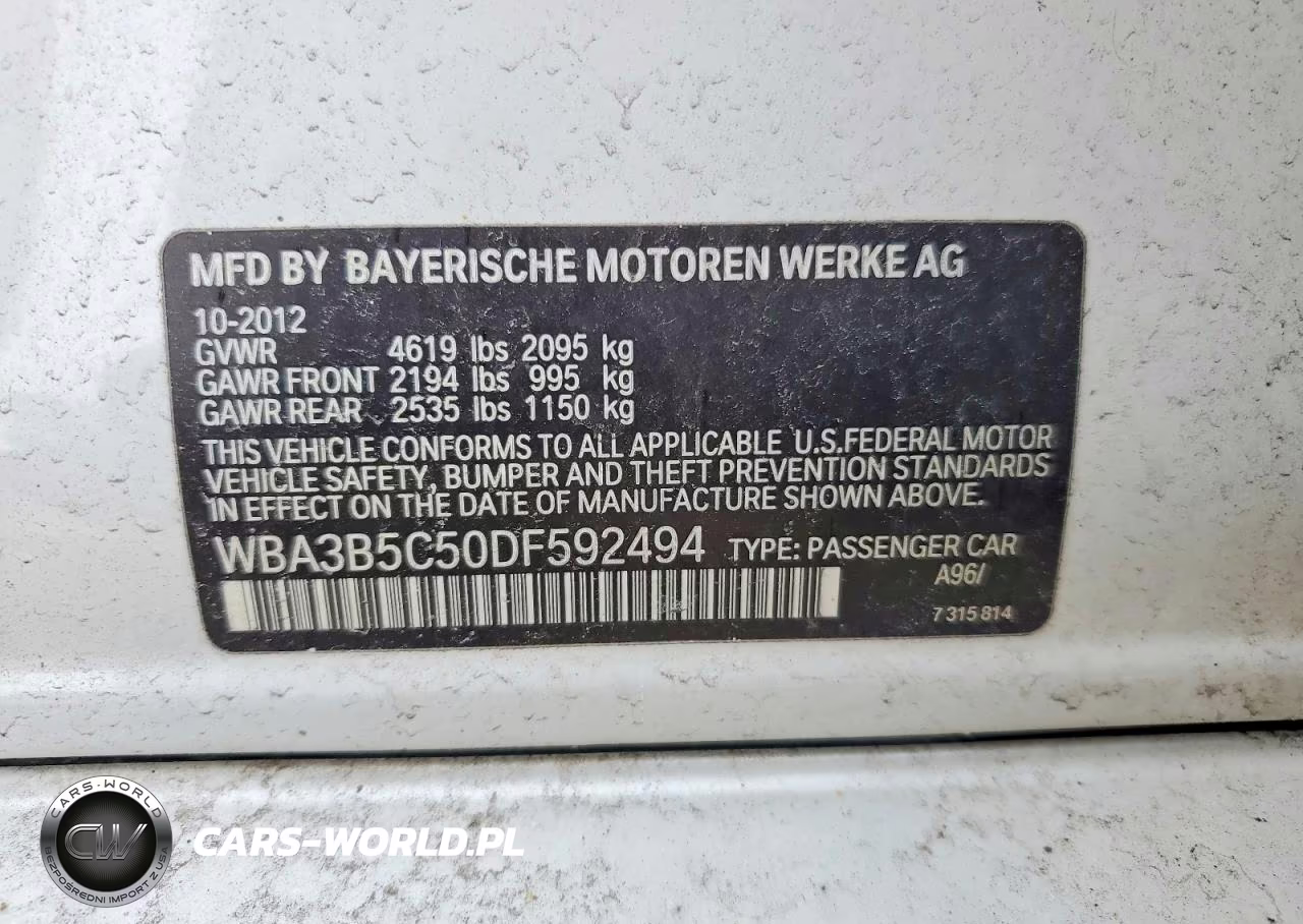 2013 BMW 328 Xi Sulev VIN:WBA3B5C50DF592494 - 12