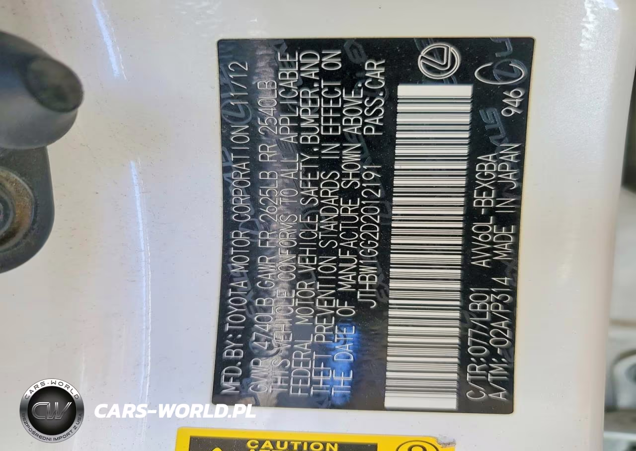 2013 Lexus Es 300H Base VIN:JTHBW1GG2D2012191 - 12