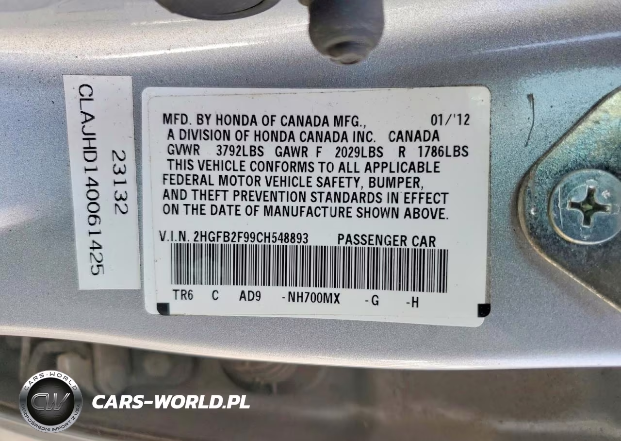 2012 Honda Civic Exl VIN:2HGFB2F99CH548893 - 13