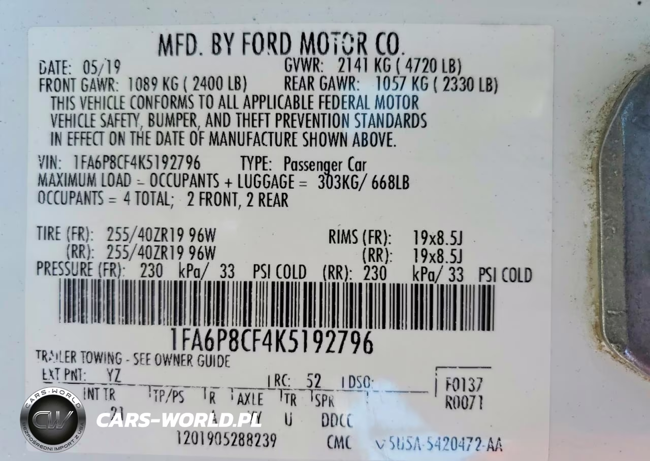 2019 Ford Mustang Gt VIN:1FA6P8CF4K5192796 - 13