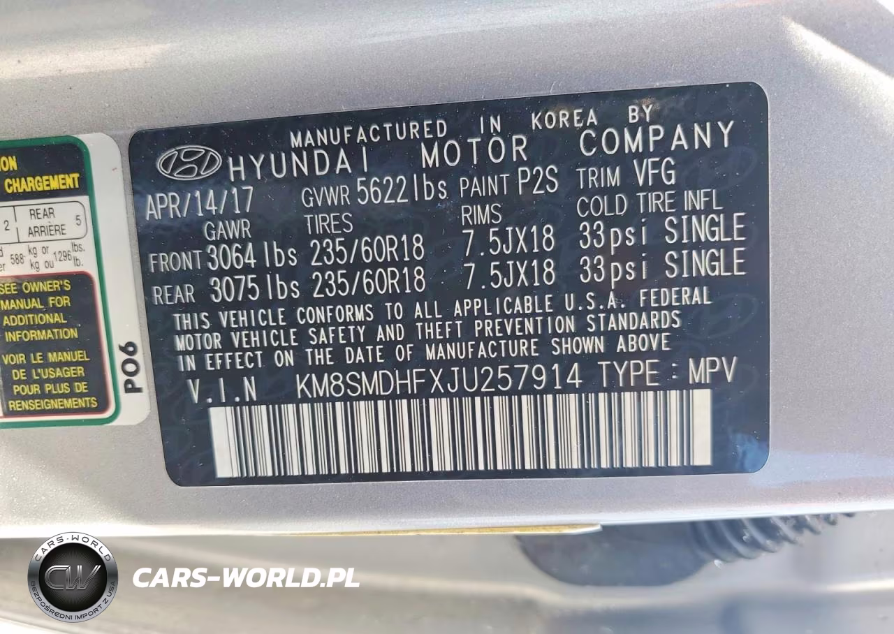 2018 Hyundai Santa Fe Se VIN:KM8SMDHFXJU257914 - 13