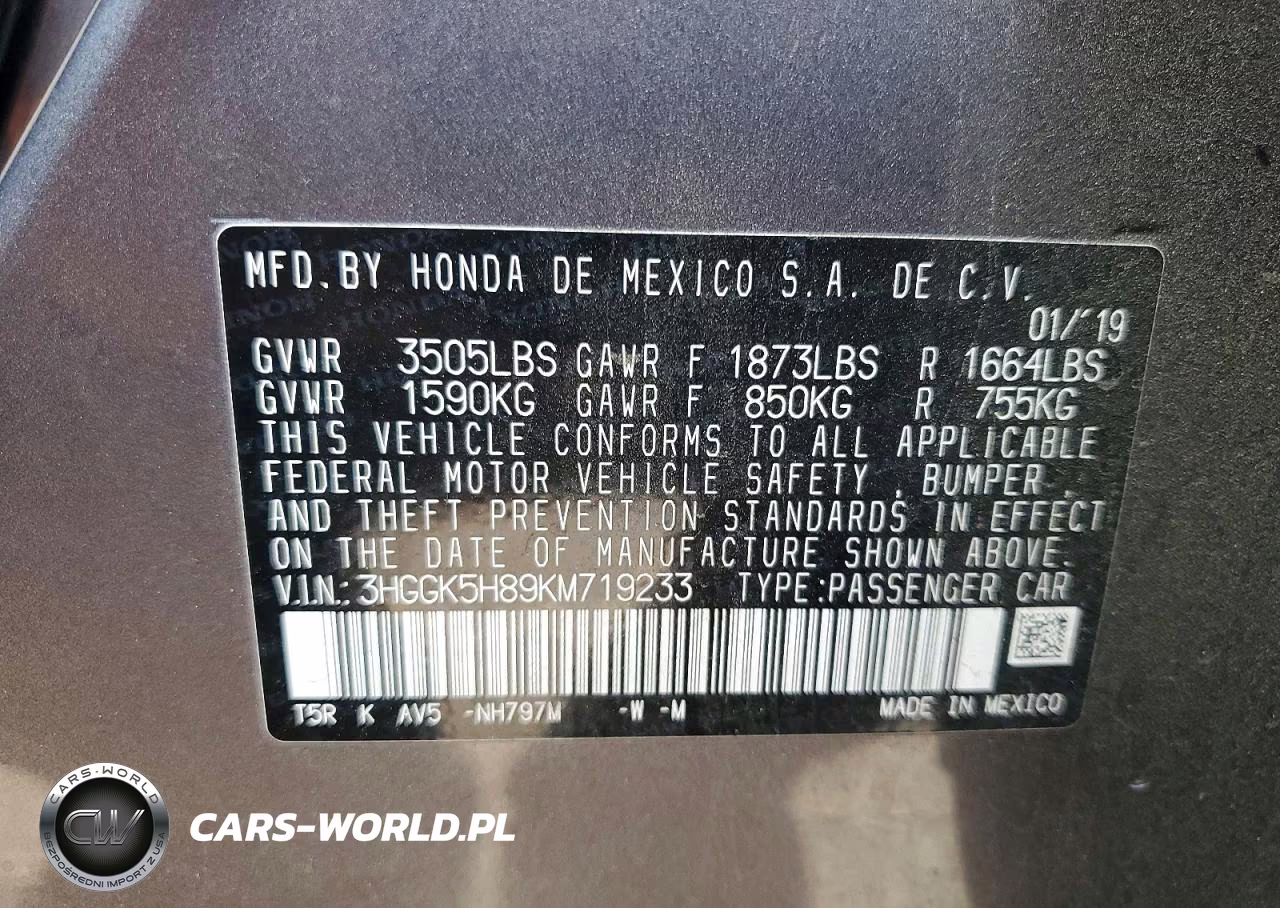 2019 Honda Fit Ex VIN:3HGGK5H89KM719233 - 12