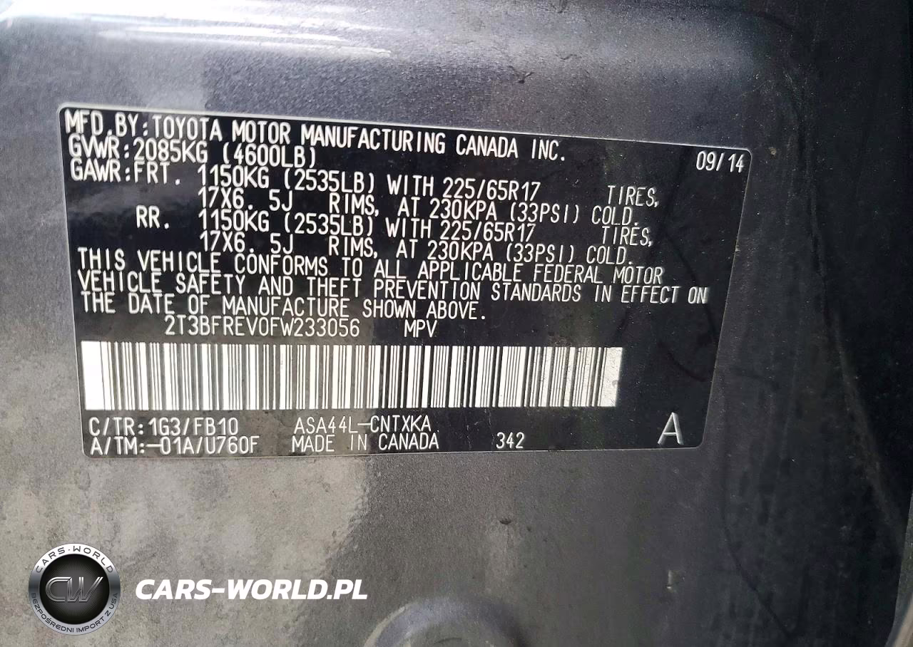 2015 Toyota Rav4 Le VIN:2T3BFREV0FW233056 - 12