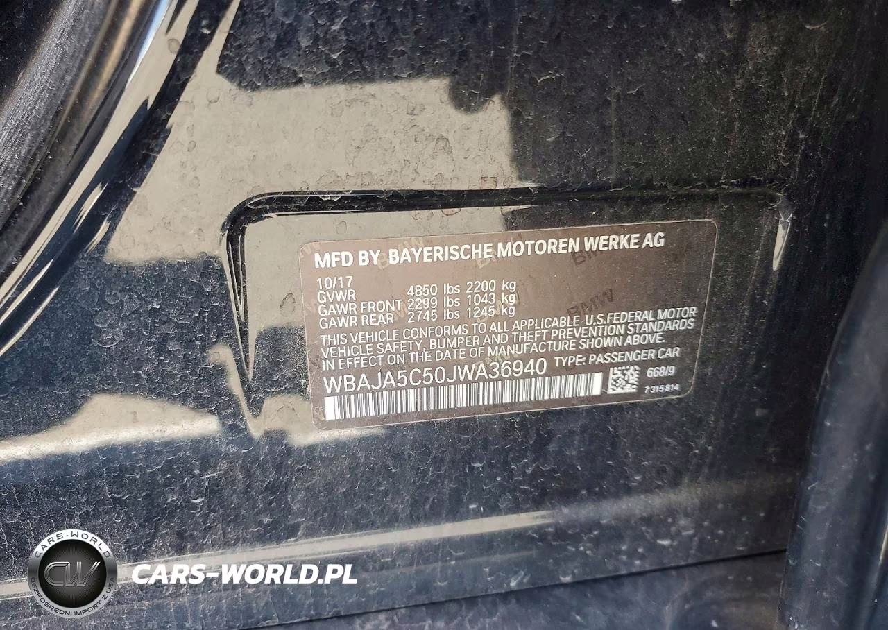 2018 BMW 530 I VIN:WBAJA5C50JWA36940 - 12