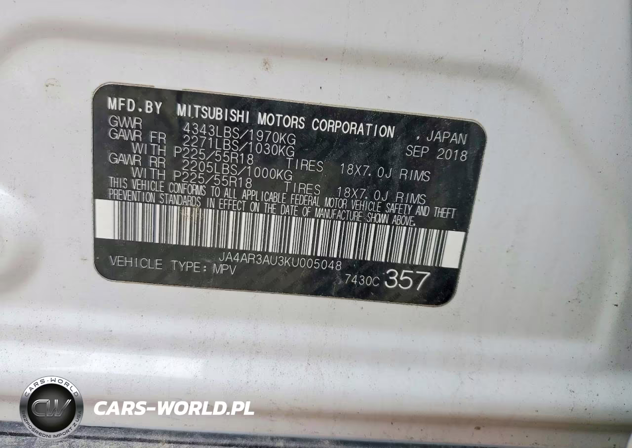 2019 Mitsubishi Outlander Sport Es VIN:JA4AR3AU3KU005048 - 14