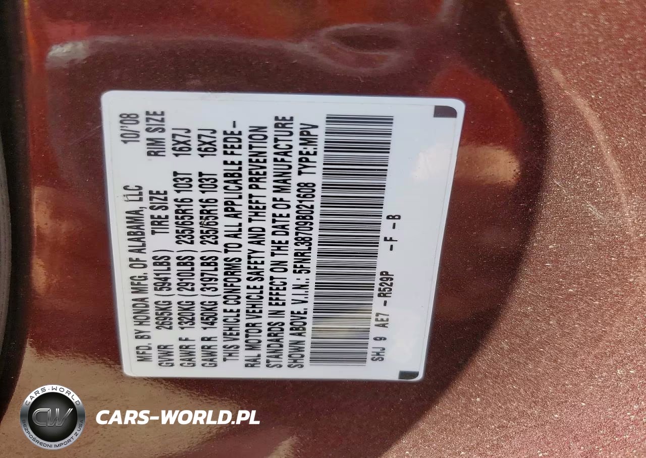 2009 Honda Odyssey Exl VIN:5FNRL38709B021608 - 13