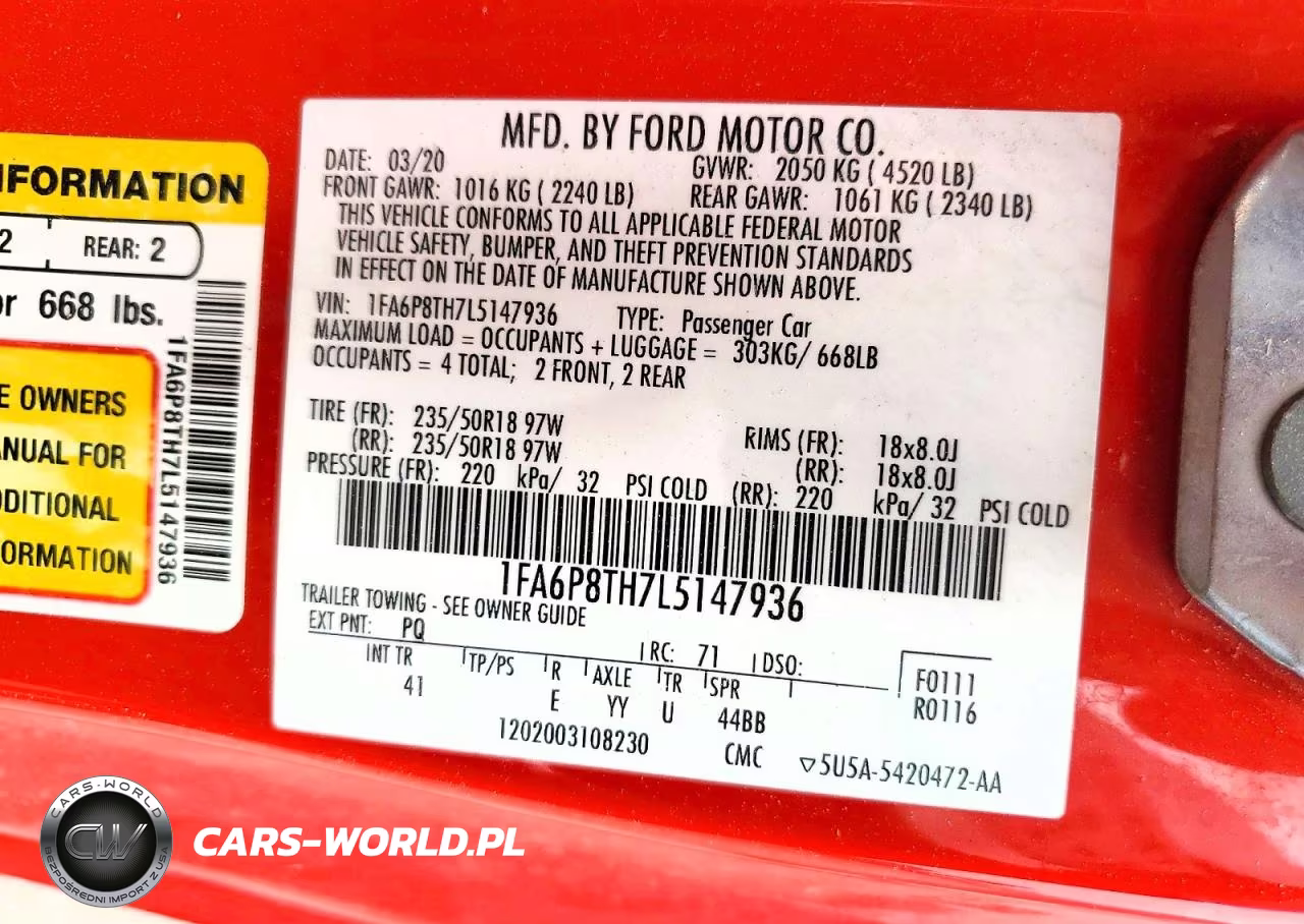 2020 Ford Mustang VIN:1FA6P8TH7L5147936 - 12