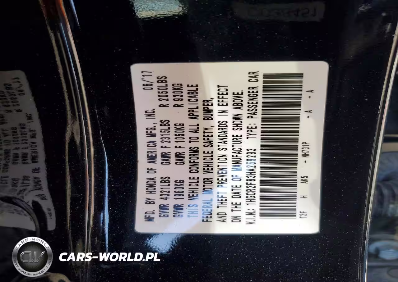 2017 Honda Accord Exl VIN:1HGCR2F83HA259293 - 12