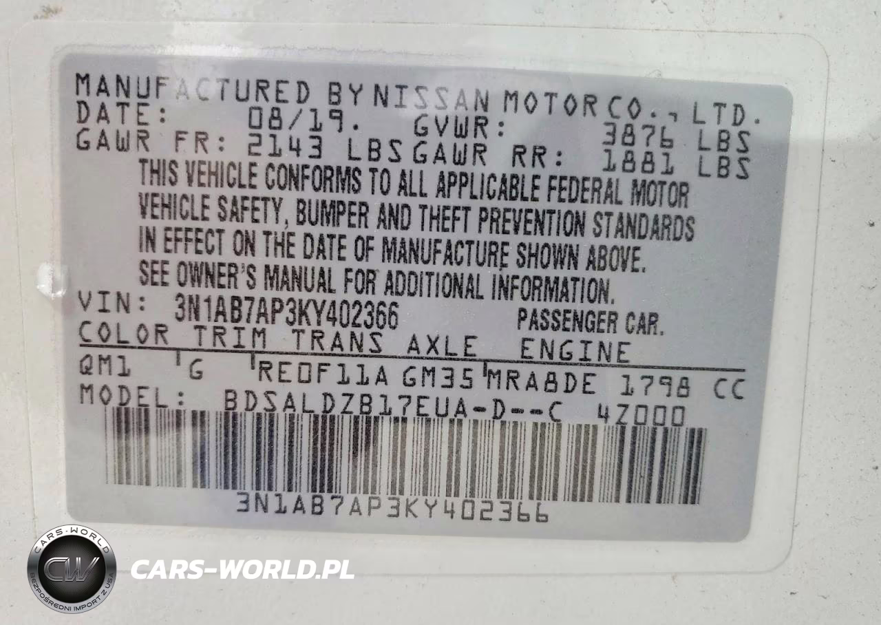 2019 Nissan Sentra Sv VIN:3N1AB7AP3KY402366 - 12