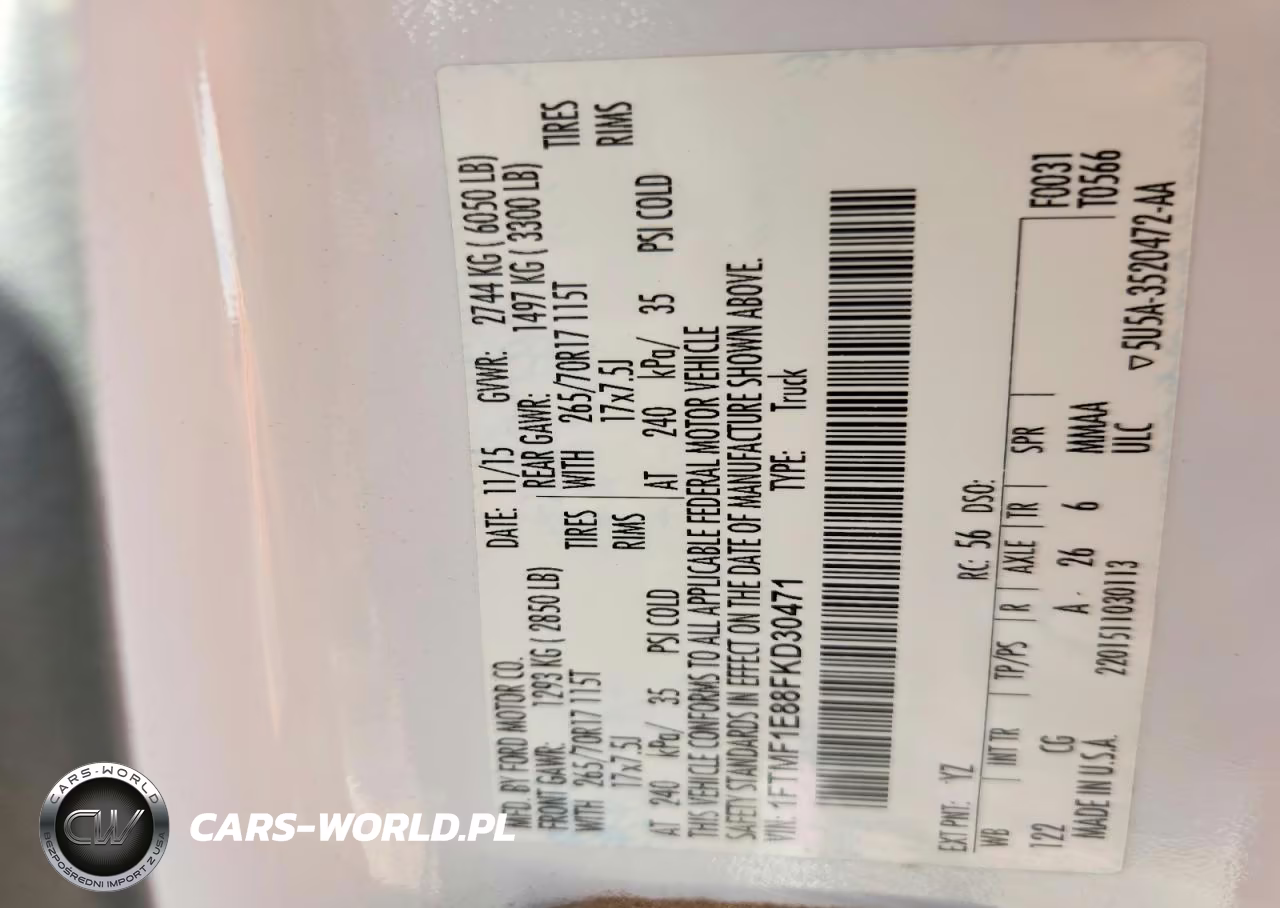 2015 Ford F150 VIN:1FTMF1E88FKD30471 - 12