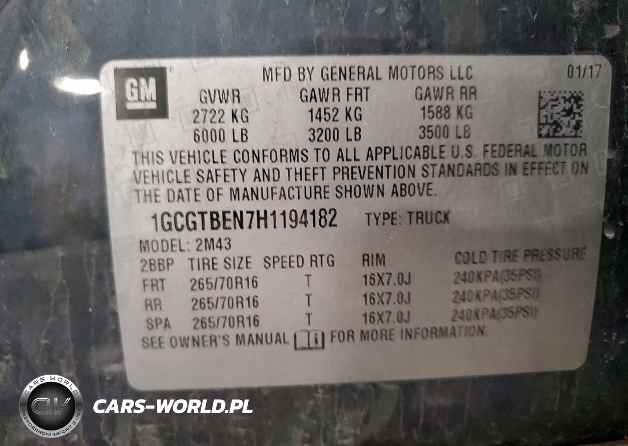 2017 Chevrolet Colorado VIN:1GCGTBEN7H1194182 - 12