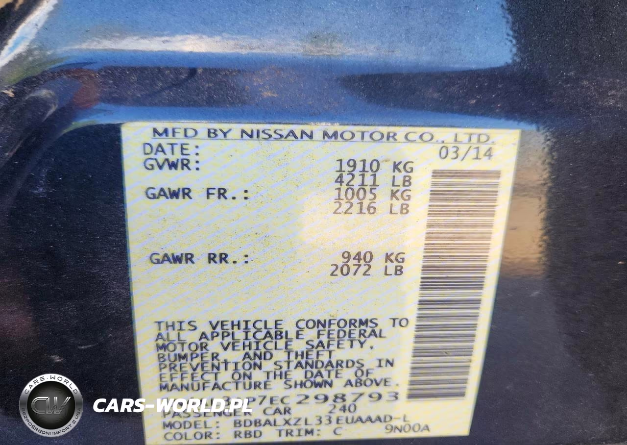 2014 Nissan Altima 2.5 Sl VIN:1N4AL3AP7EC298793 - 12