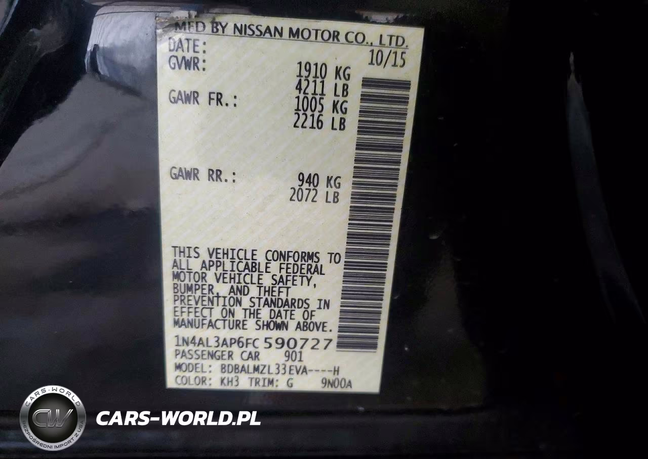 2015 Nissan Altima 2.5 Sv VIN:1N4AL3AP6FC590727 - 12