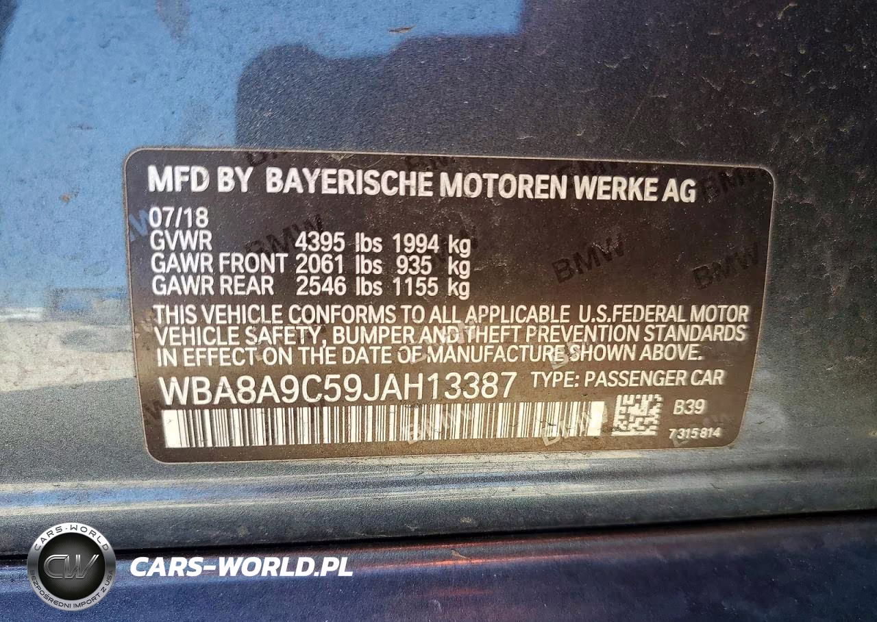 2018 BMW 320 I VIN:WBA8A9C59JAH13387 - 12