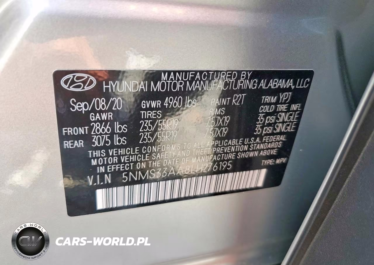 2020 Hyundai Santa Fe Sel 2.0T VIN:5NMS33AA8LH276195 - 13