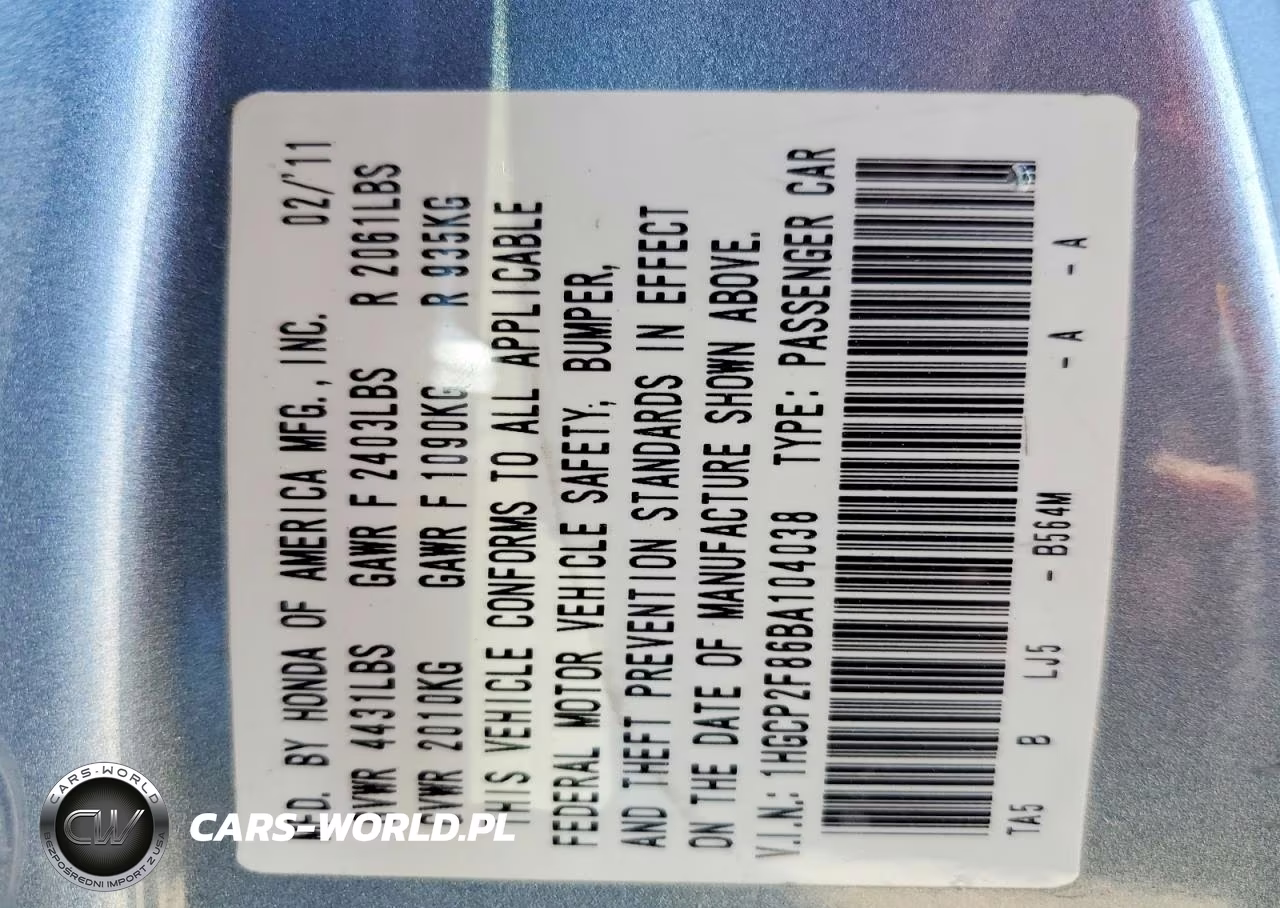 2011 Honda Accord Exl VIN:1HGCP2F86BA104038 - 13