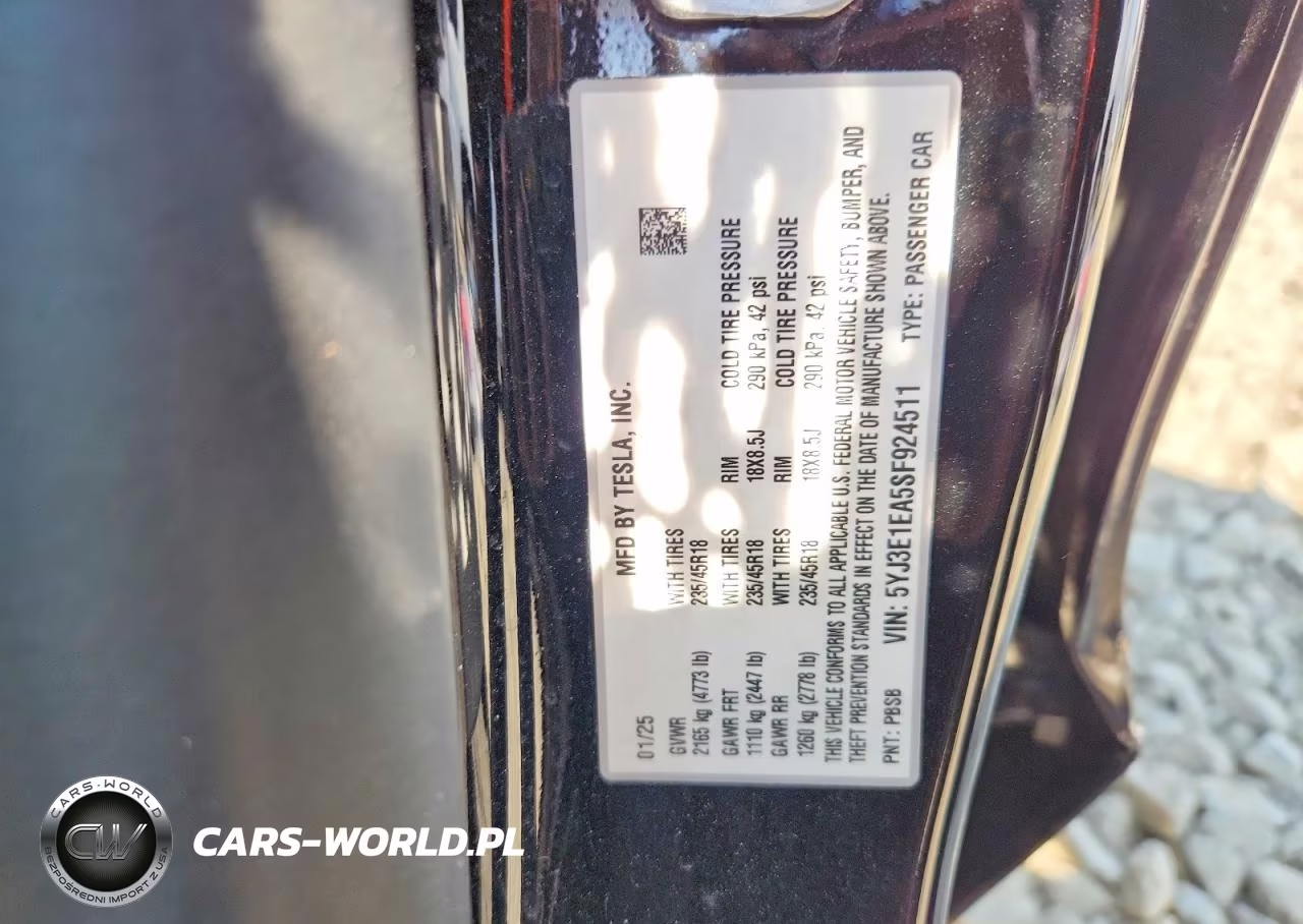 2025 Tesla Model 3 VIN:5YJ3E1EA5SF924511 - 12