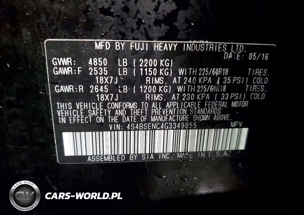 2016 Subaru Outback 3.6R Limited VIN:4S4BSENC4G3349055 - 12