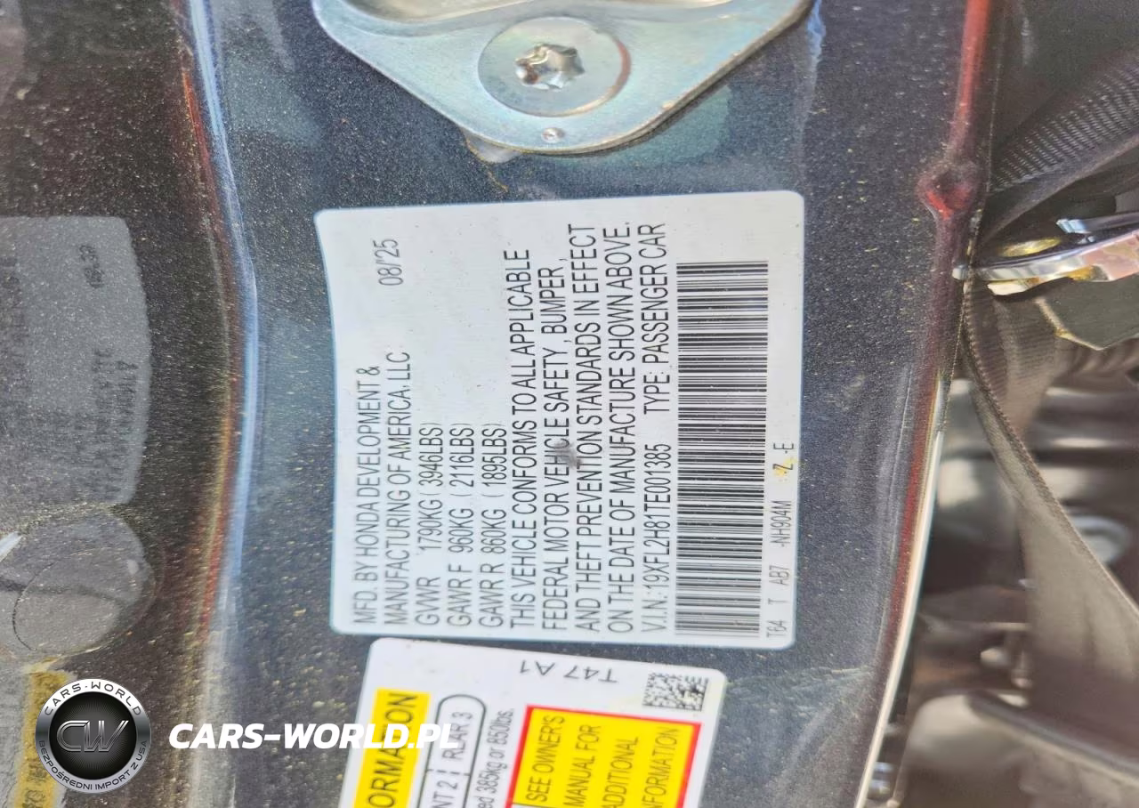 2026 Honda Civic Sport VIN:19XFL2H81TE001385 - 13