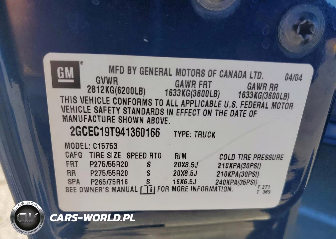 2004 Chevrolet Silverado C1500 VIN:2GCEC19T941360166 - 12