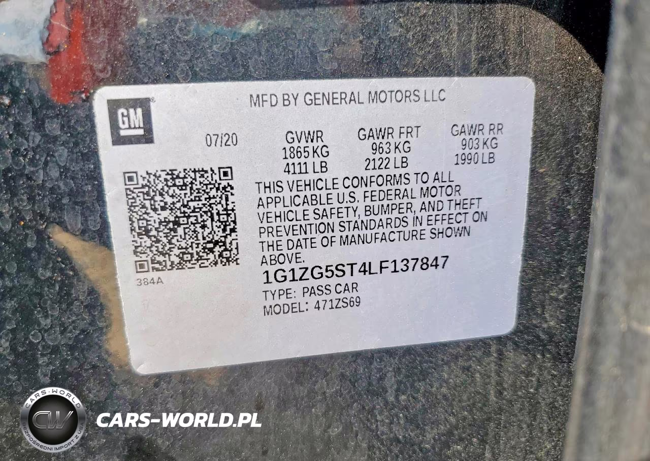 2020 Chevrolet Malibu Rs VIN:1G1ZG5ST4LF137847 - 12