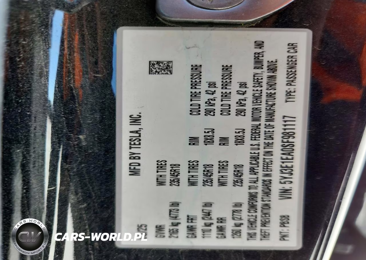 2025 Tesla Model 3 VIN:5YJ3E1EA0SF981117 - 13