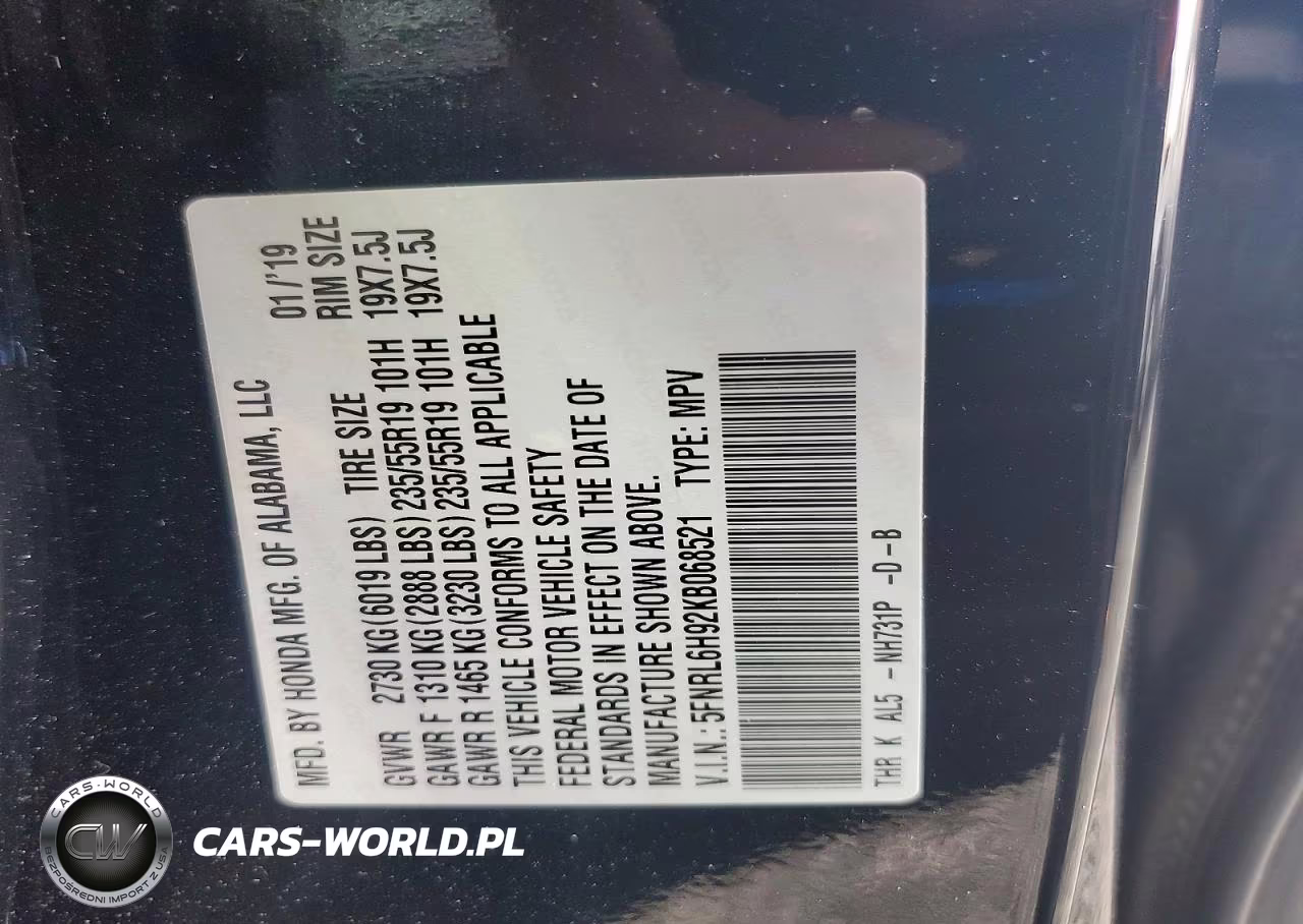 2019 Honda Odyssey VIN:5FNRL6H92KB068521 - 13