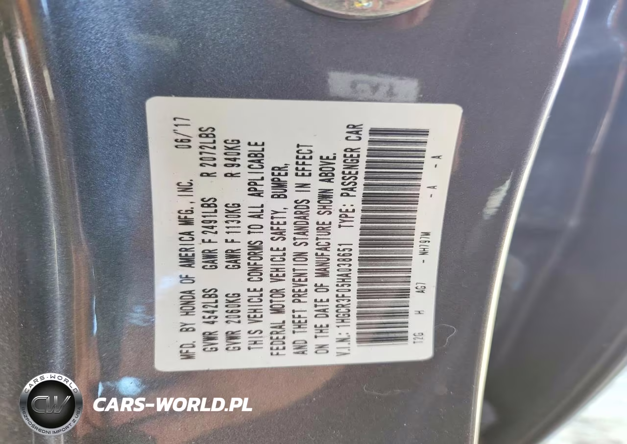 2017 Honda Accord Exl VIN:1HGCR3F05HA038651 - 12