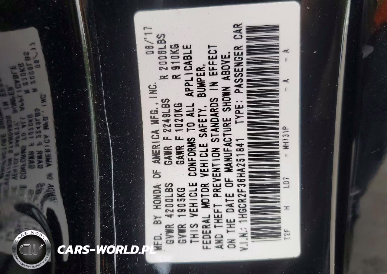 2017 Honda Accord Lx VIN:1HGCR2F36HA251841 - 12