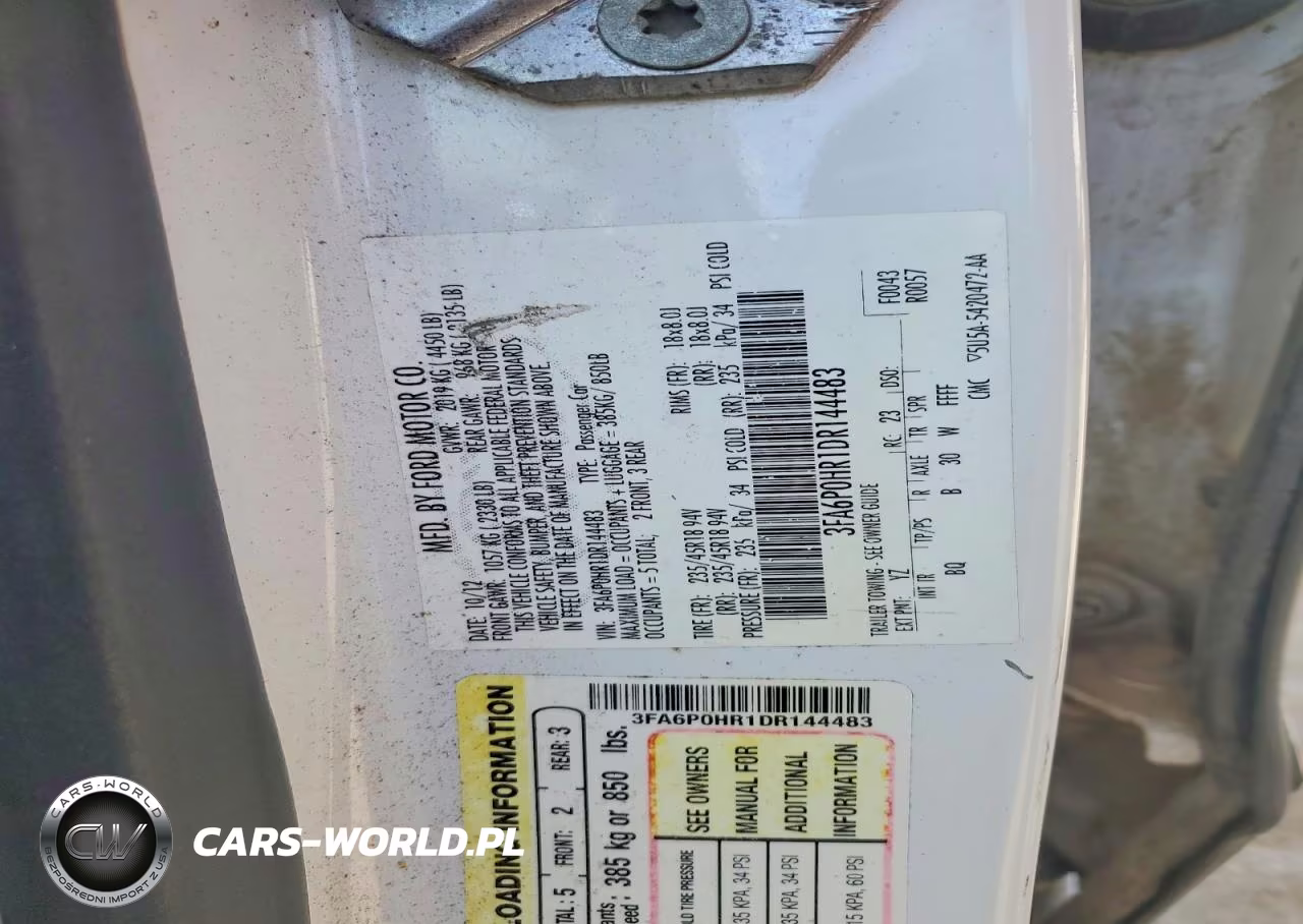 2013 Ford Fusion Se VIN:3FA6P0HR1DR144483 - 12
