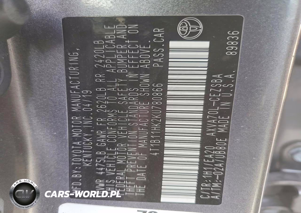 2019 Toyota Camry Se VIN:4T1B11HK2KU780866 - 13