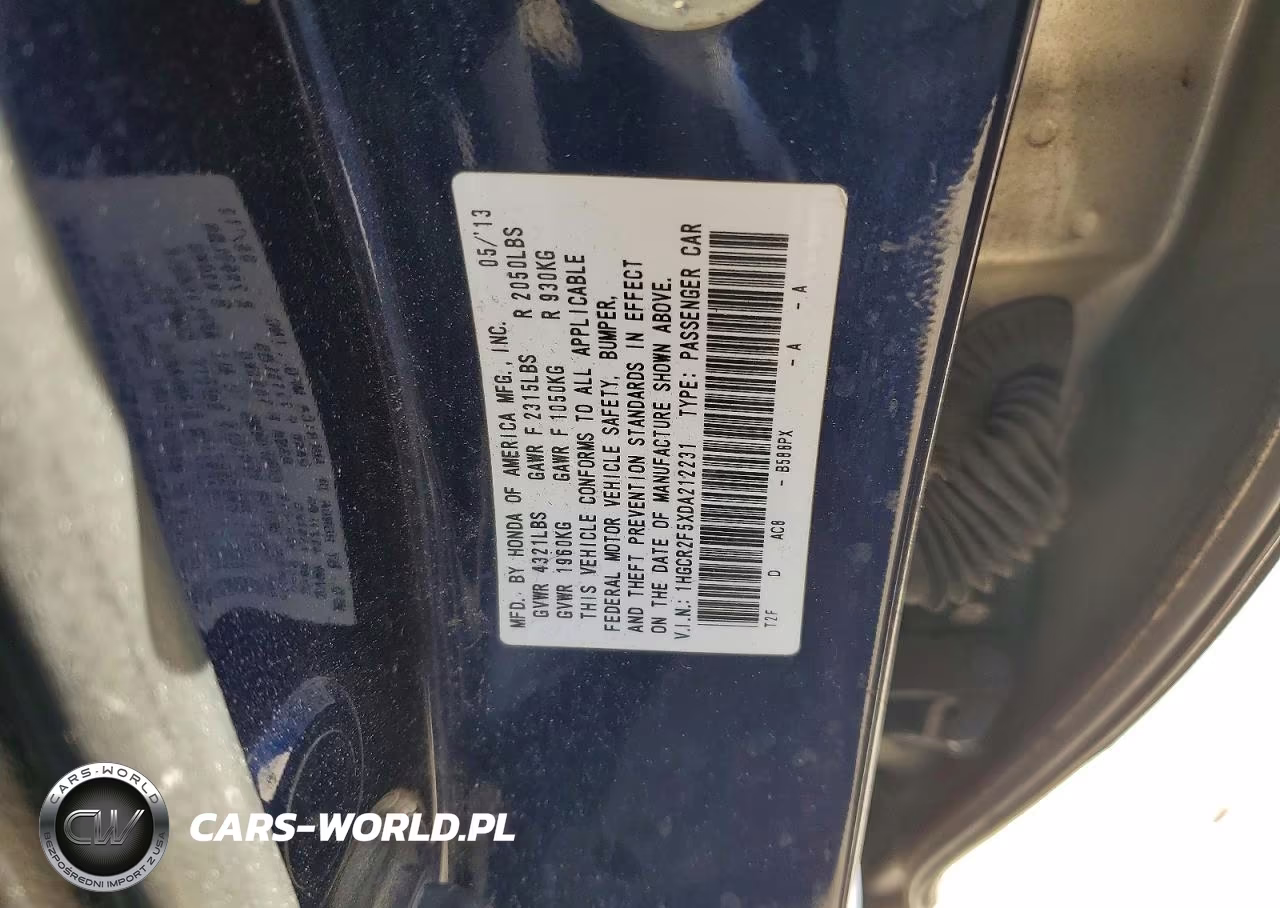 2013 Honda Accord Sport VIN:1HGCR2F5XDA212231 - 12