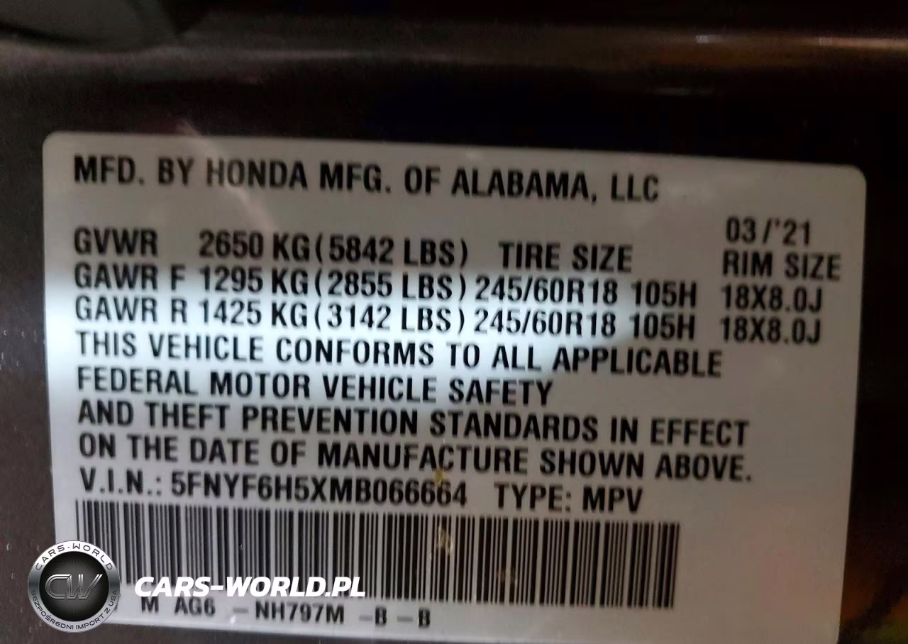 2021 Honda Pilot Exl VIN:5FNYF6H5XMB066664 - 13