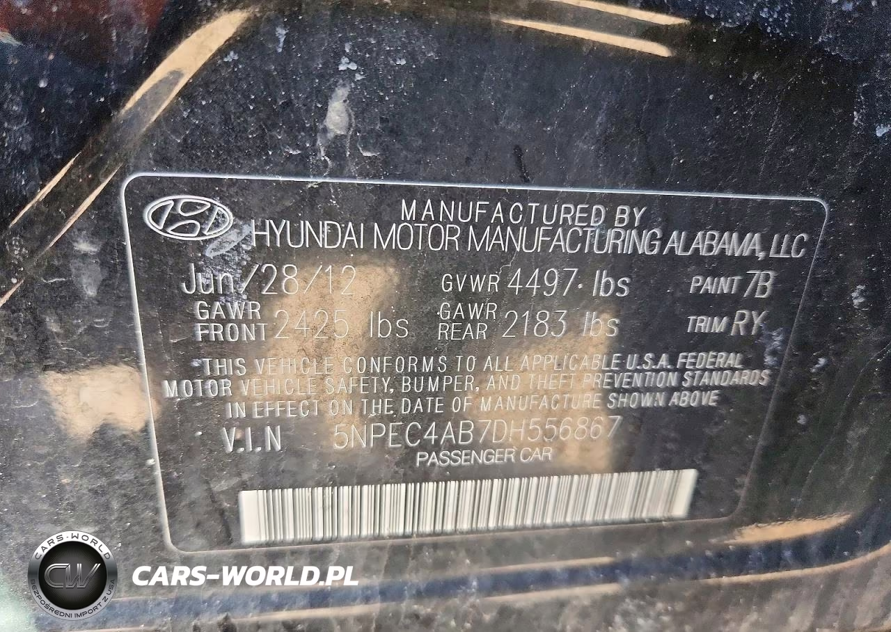 2013 Hyundai Sonata Limited 2.0T VIN:5NPEC4AB7DH556867 - 13