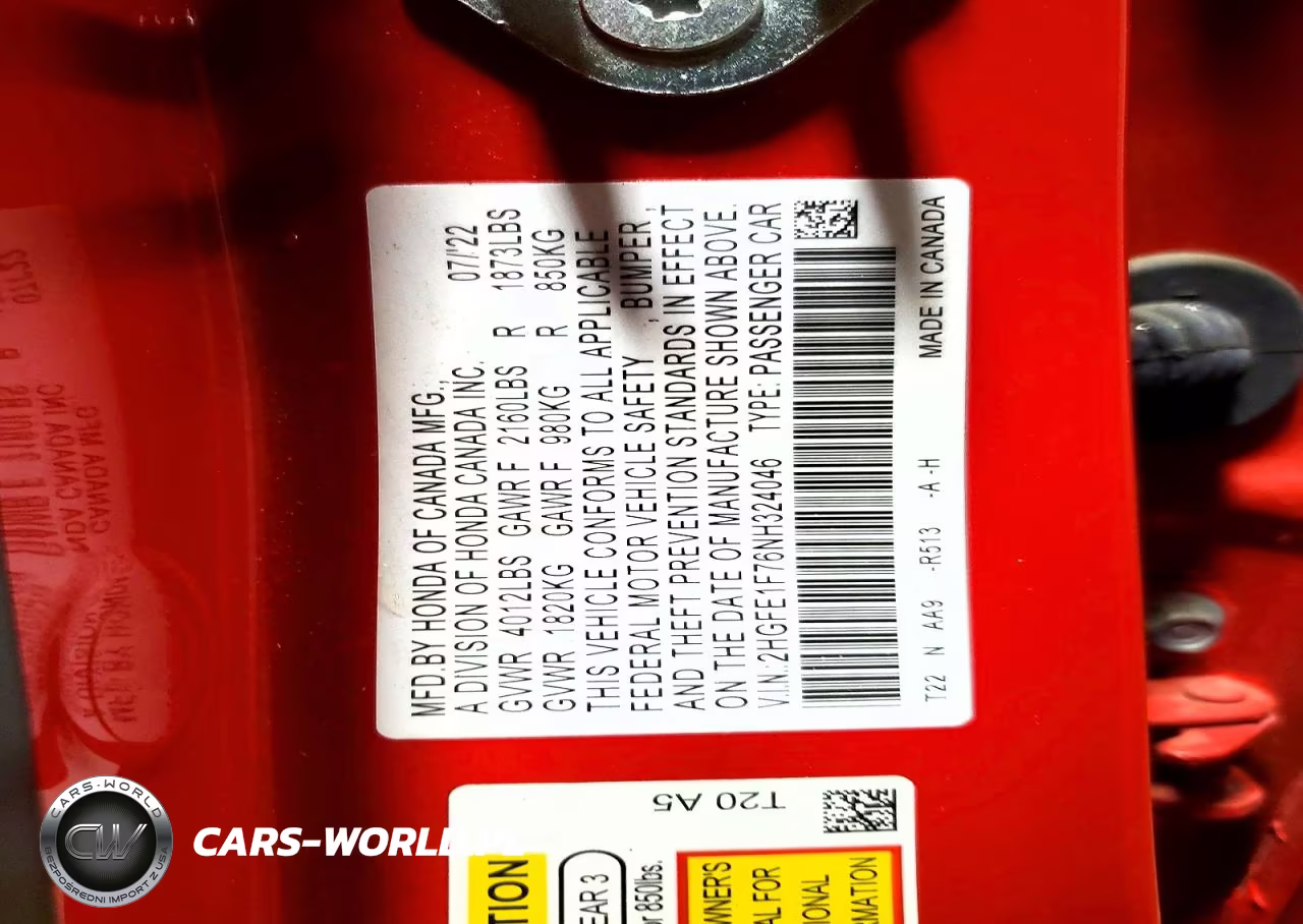 2022 Honda Civic Ex VIN:2HGFE1F76NH324046 - 12