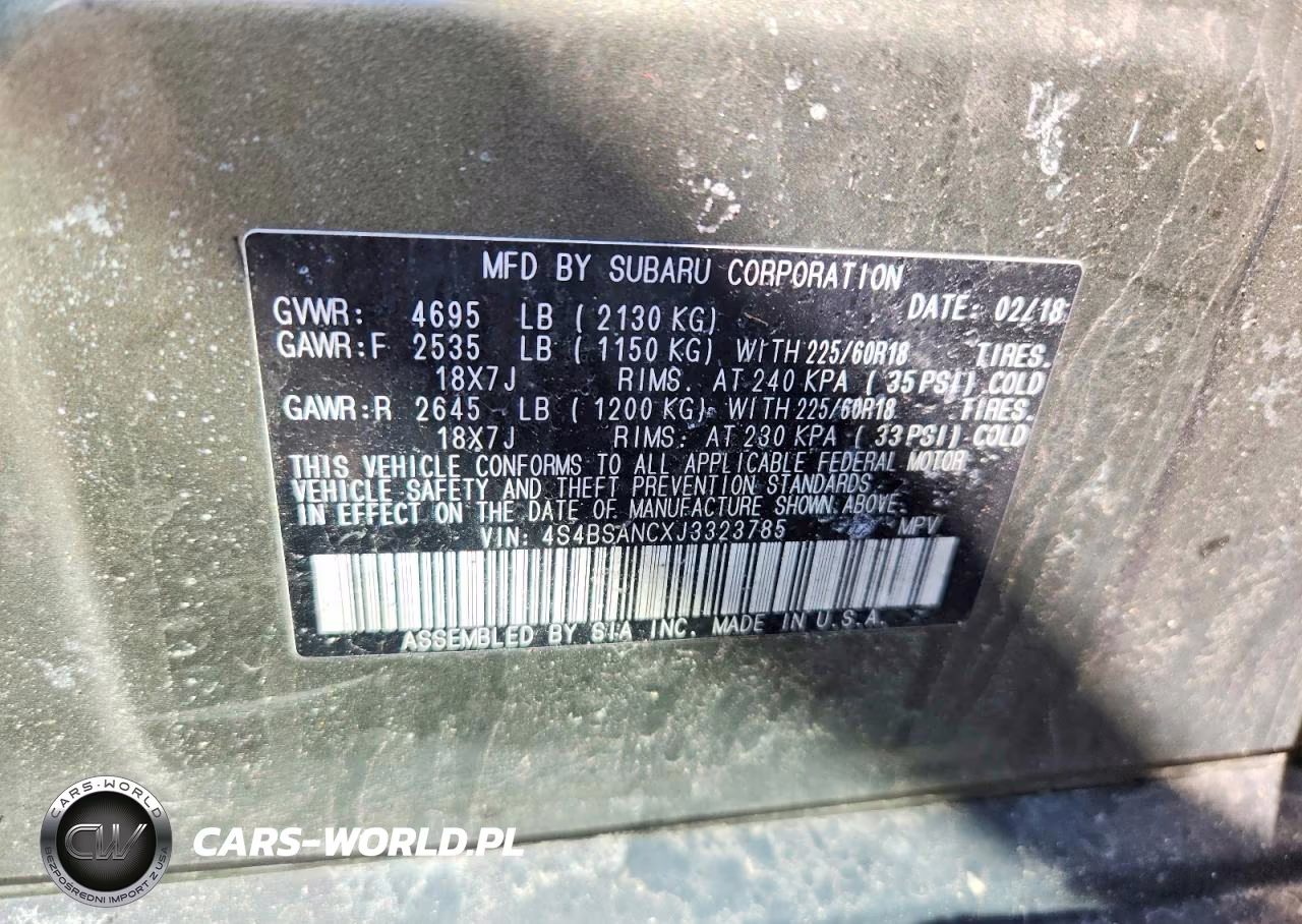 2018 Subaru Outback 2.5I Limited VIN:4S4BSANCXJ3323785 - 13