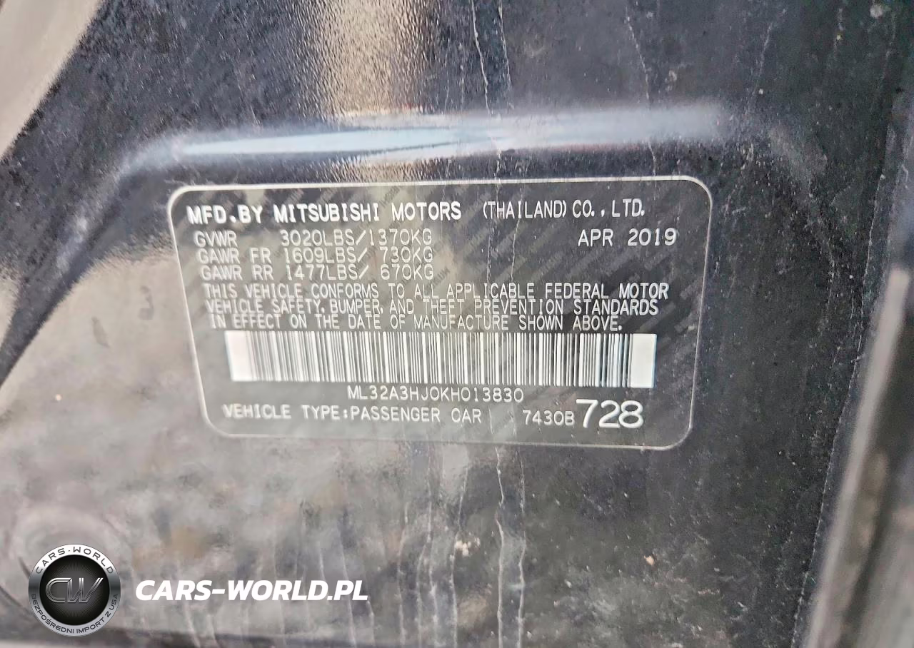 2019 Mitsubishi Mirage Es VIN:ML32A3HJ0KH013830 - 12