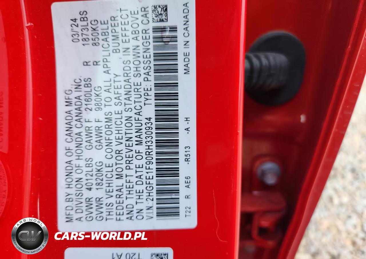 2024 Honda Civic Touring VIN:2HGFE1F90RH330934 - 13
