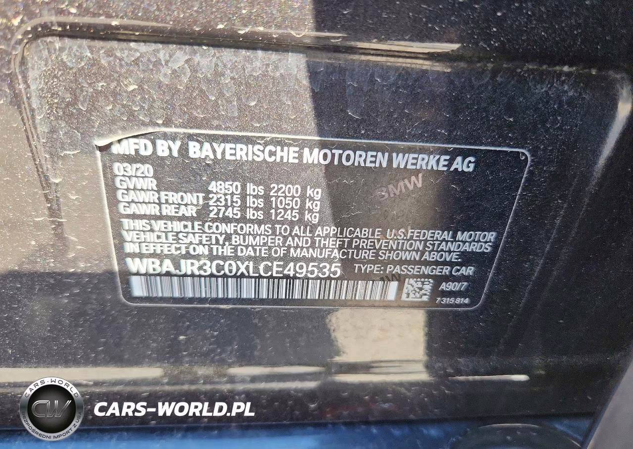 2020 BMW 530 I VIN:WBAJR3C0XLCE49535 - 12