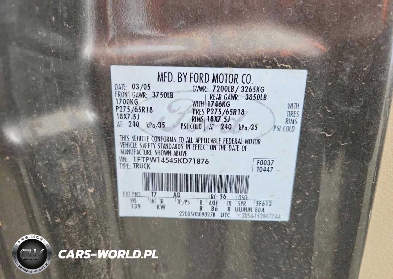 2005 Ford F150 Supercrew VIN:1FTPW14545KD71876 - 12