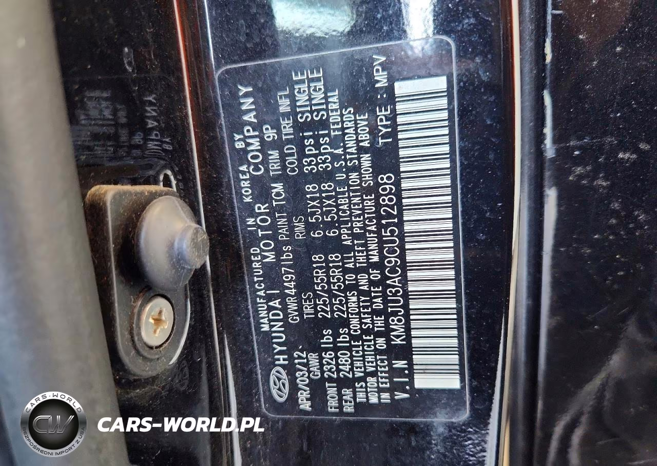 2012 Hyundai Tucson Limited VIN:KM8JU3AC9CU512898 - 12