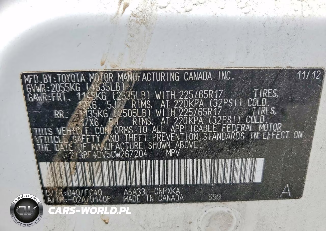 2012 Toyota Rav4 Base VIN:2T3BF4DV5CW267204 - 12